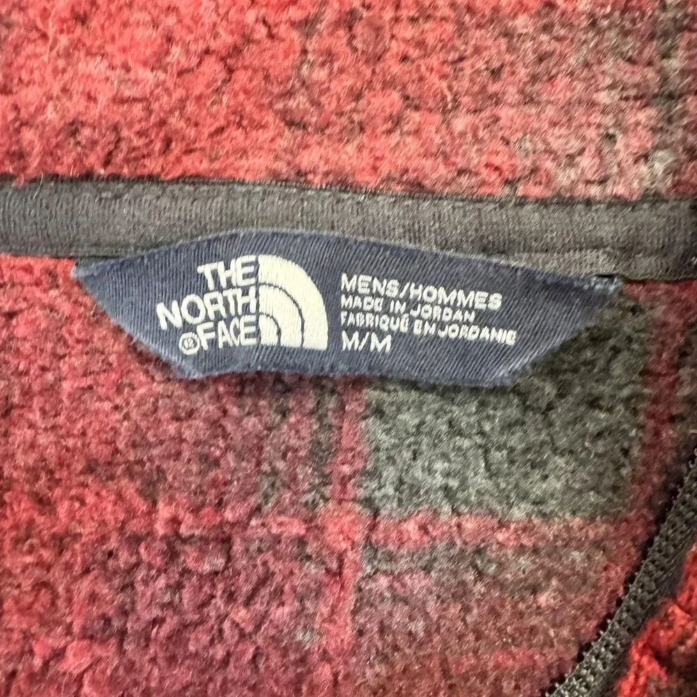 The North Face Fleece Pullover Mens‎ Medium Red Plaid 1/4 Zip Thermal Hiking